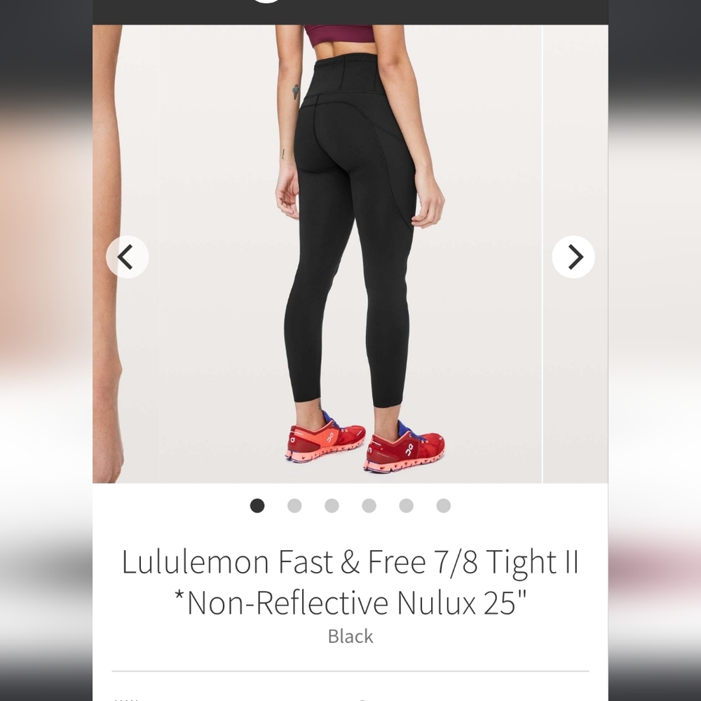 Lululemon fast & free 7/8 tight II nulux 25"